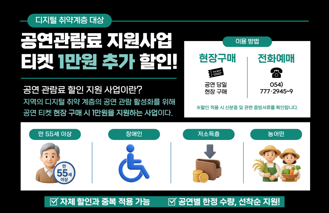 공연관람료 지원사업 티켓 1만원 추가 할인