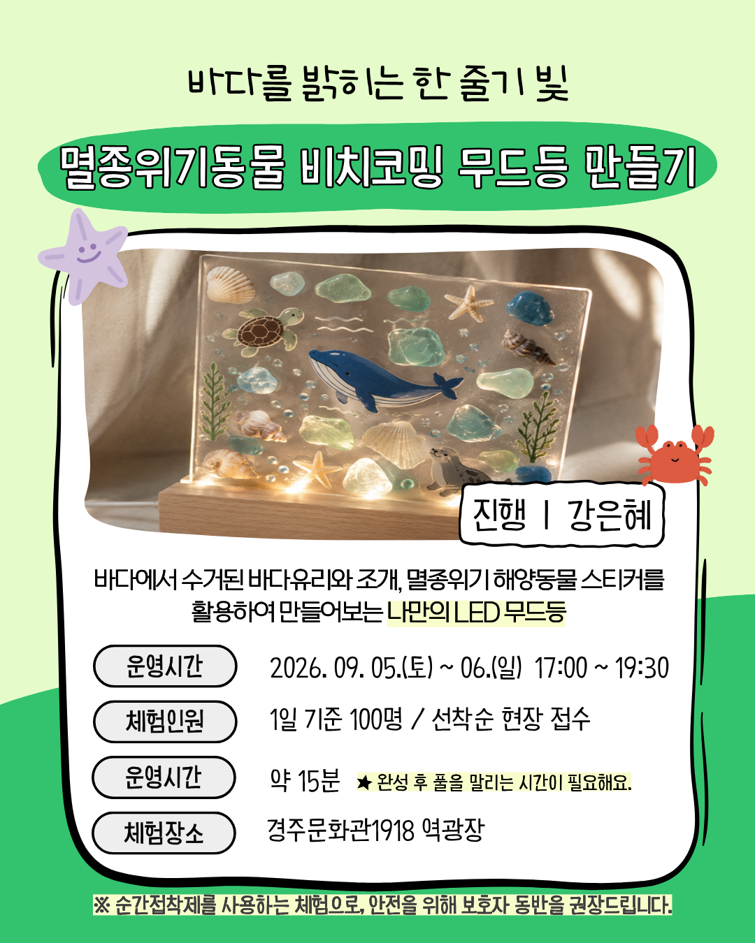멸종위기동물 비치코밍 등 만들기 바다를 밝히는 한줄기 빛