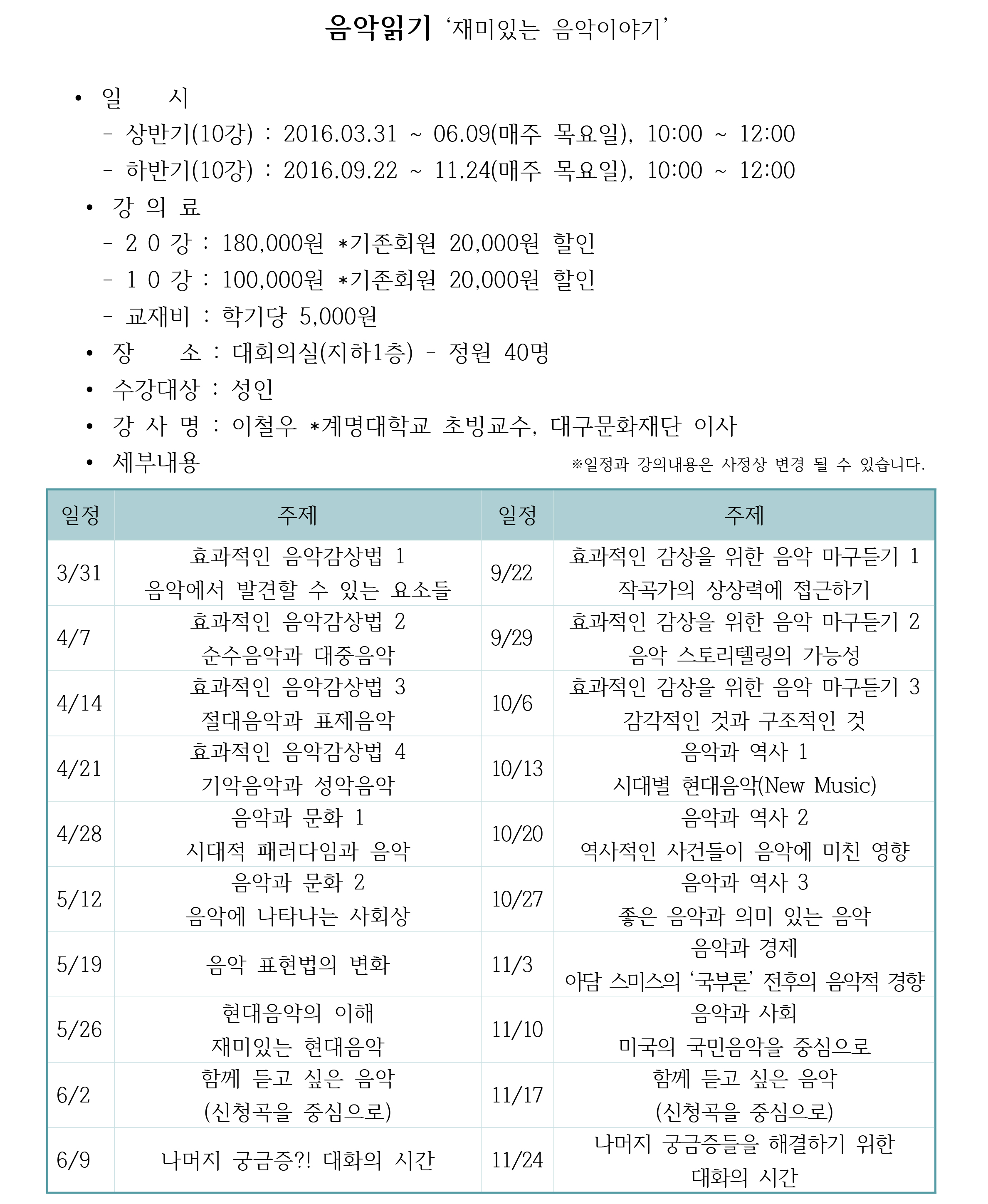 2016 예술아카데미 <음악읽기> 재미있는 음악이야기