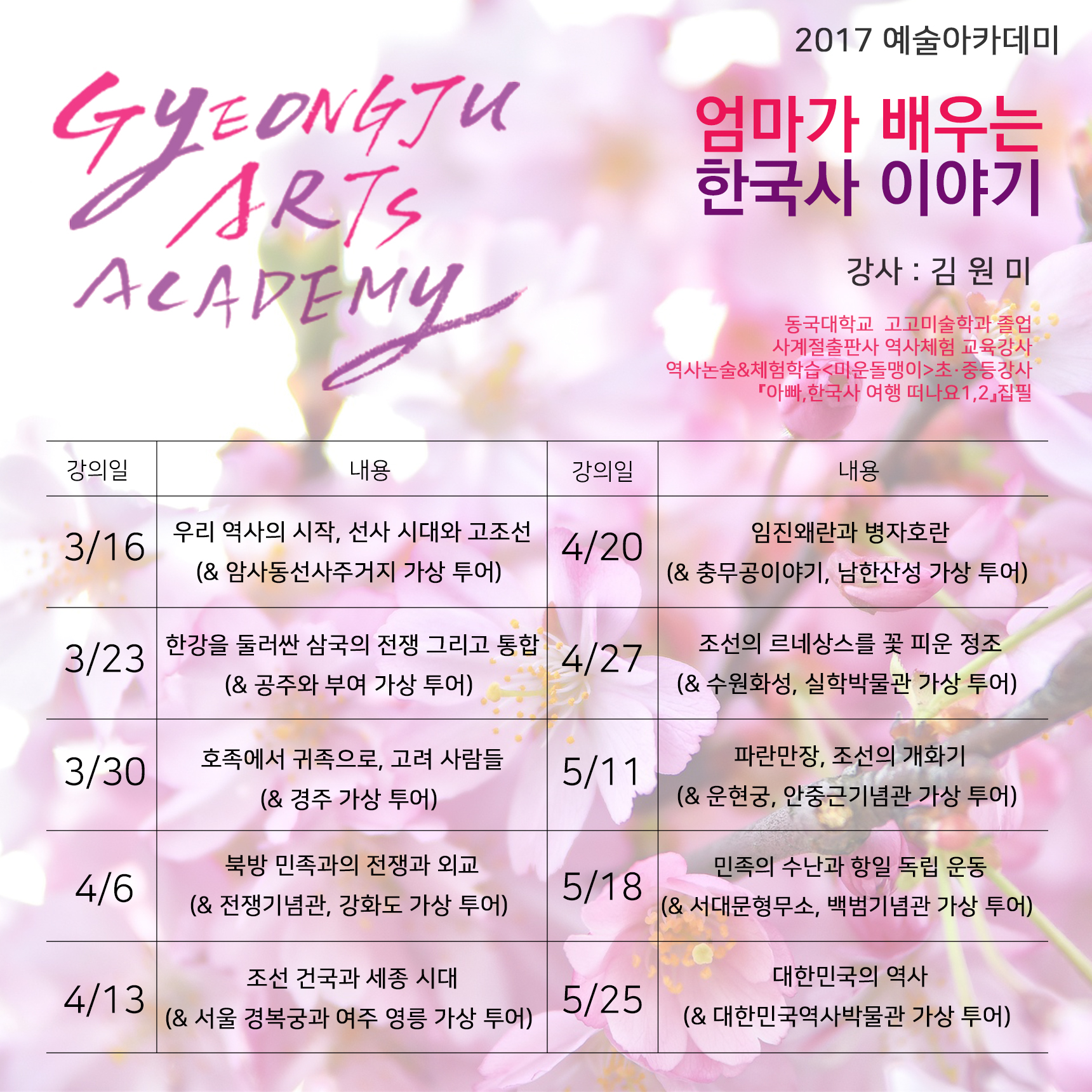 2017 상반기 예술아카데미 <엄마가 먼저 배우는 한국사 이야기>